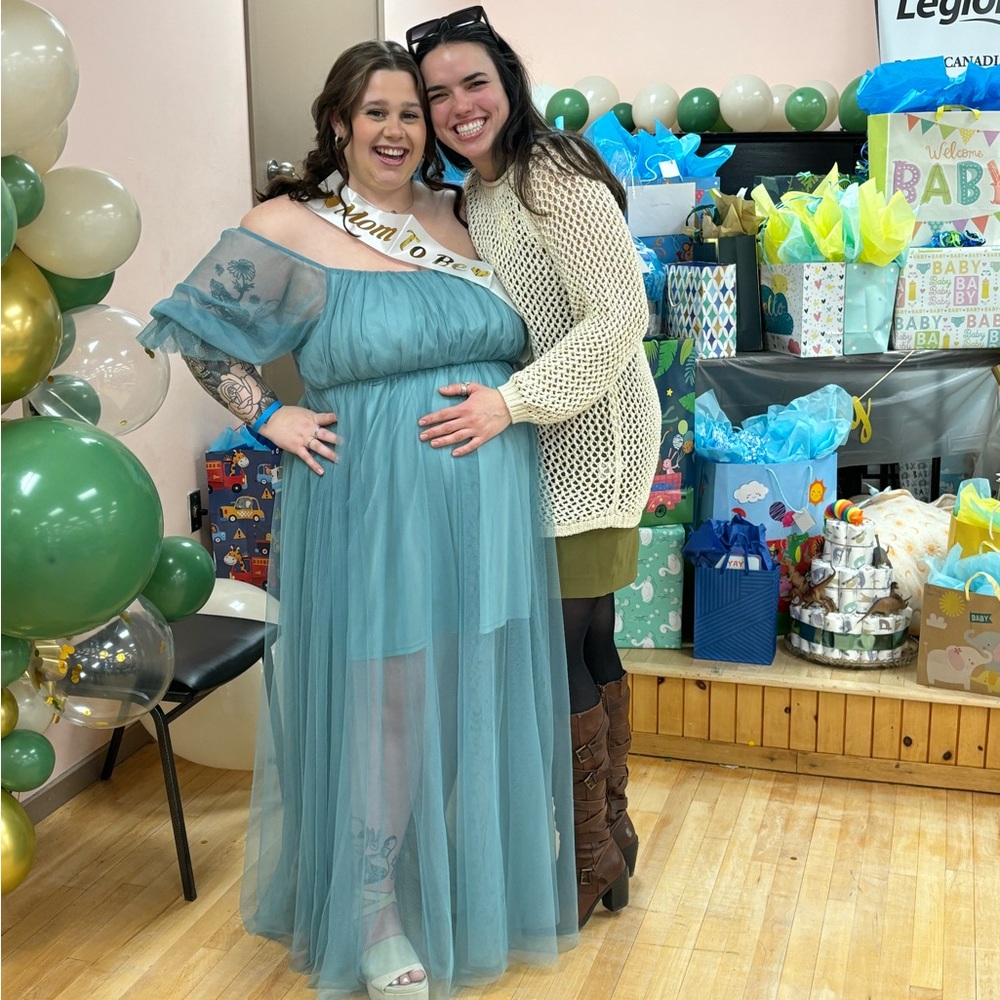 Elegant Teal Maternity Dress